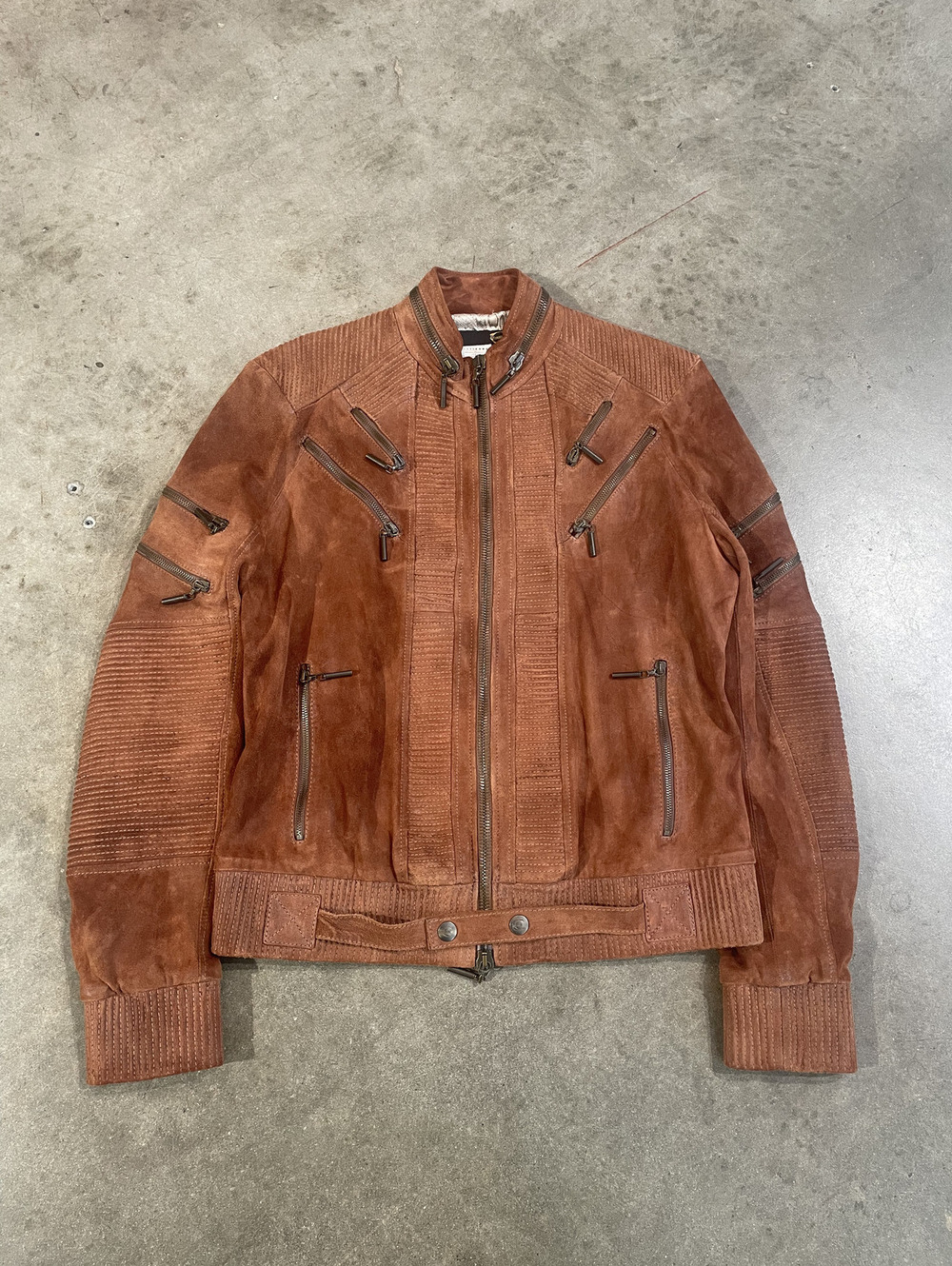 Vintage Y2K Cavalli Suede Leather Moto Cafe Jacket L 19x26